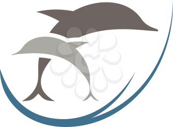 dolphins in ocean jumping logo icon vector