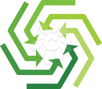ecology arrows hexagon round logo vector icon 