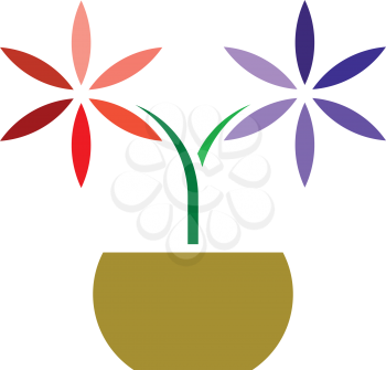 flower in pot logo icon vector 