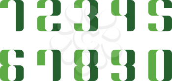 green numbers from 0 to 9 logo icon vector set collection