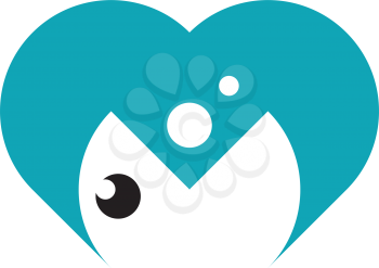 letter m fish heart logo icon vector 