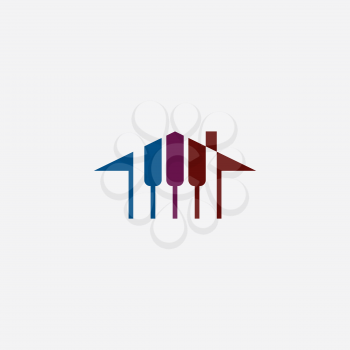 piano house logo music school icon 