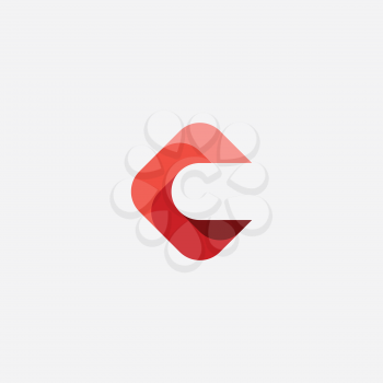 red geometric letter c icon sign design element