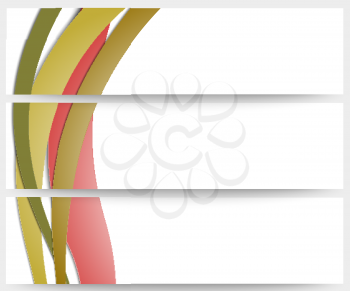 Abstract headers set, colored wave vector design.