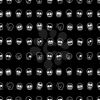 Set of icons skull illustration. Vector seamless pattern.