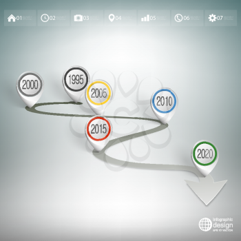 Timeline with pointer marks. Infographic for business design and website template.