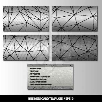 Set of metallic themed business card templates vector.