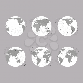 Set of globes, World Map Vector Illustration, background for communication.