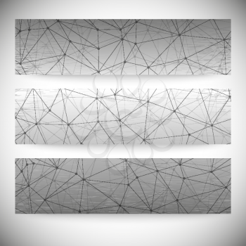 Set of horizontal banners. Abstract gray background vector, illustration for communication.