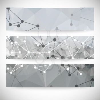 Set of abstract backgrounds, molecule structure, triangle design vector illustration.