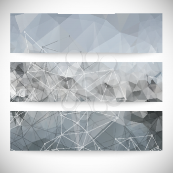 Set of abstract backgrounds, molecule structure, triangle design vector illustration.