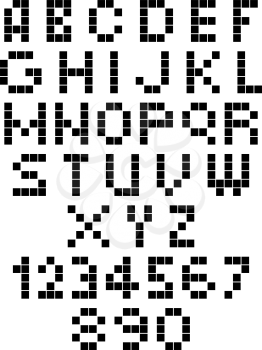 Pixel Font - Alphabets and numerals characters in retro square pixel font.