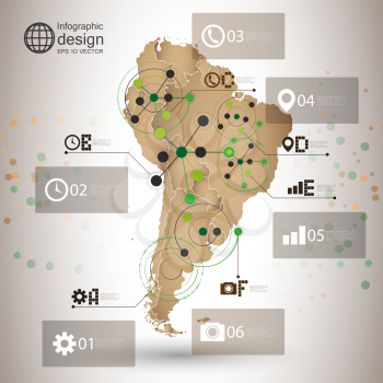 South America map vector, infographic design illustration for communication.