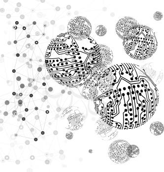 Molecule structure, gray background for communication, vector illustration.