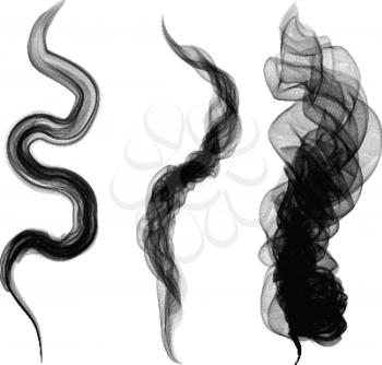 set of black smoke on white background vector