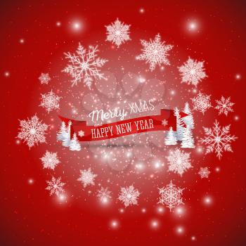 Christmas greeting card. Merry Xmas and happy New Year vector background.