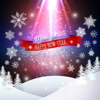 Christmas greeting card. Merry Xmas and happy New Year vector background.