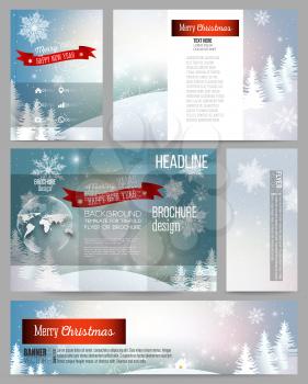Set of business templates for presentation, brochure, flyer or booklet. Merry Christmas and happy New Year vector background.