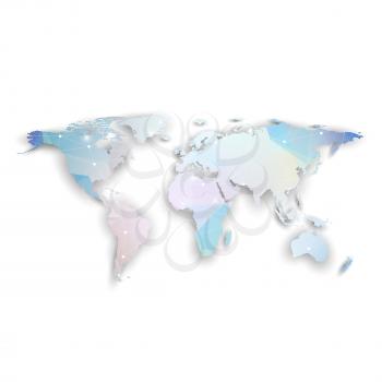 World map with shadow, textured design vector illustration.