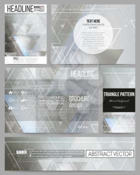 Set of business templates for presentation, brochure, flyer or booklet. Abstract blurred vector background with triangles, lines and dots.
