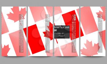 Set of modern vector flyers. National Flag of Canada Day. Abstract dotted vector background