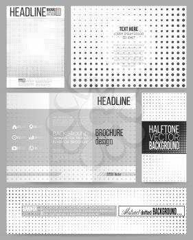 Set of business templates for presentation, brochure, flyer or booklet. Halftone vector background. Abstract halftone effect with black dots on white background.