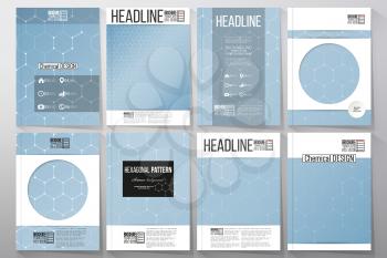 Set of business templates for brochure, flyer or booklet. Chemistry pattern, hexagonal design vector illustration.
