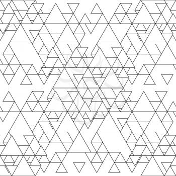 Triangular seamless vector pattern. Abstract black triangles on white background.