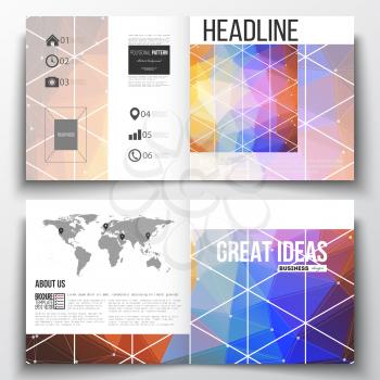 Vector set of square design brochure template. Abstract colorful polygonal background, modern stylish triangle vector texture.