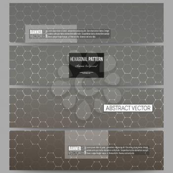 Set of modern vector banners. Chemistry pattern, hexagonal design vector illustration