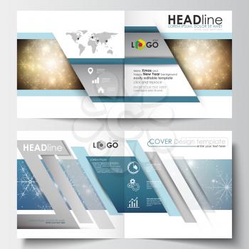 Business templates for square design brochure, magazine, flyer, booklet or annual report. Leaflet cover, abstract flat layout, easy editable blank. Christmas decoration, vector background with shiny s