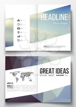 Set of business templates for brochure, magazine, flyer, booklet or annual report. Abstract colorful polygonal backdrop, blurred background, modern stylish triangle vector texture.