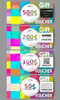Set of modern gift voucher templates. Abstract colorful business background, modern stylish vector texture.