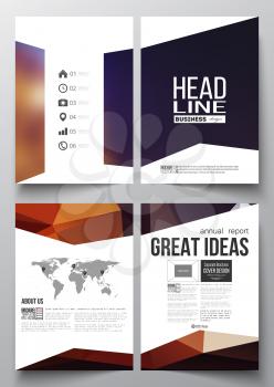 Set of business templates for brochure, magazine, flyer, booklet or annual report. Colorful polygonal background, modern triangular vector texture.