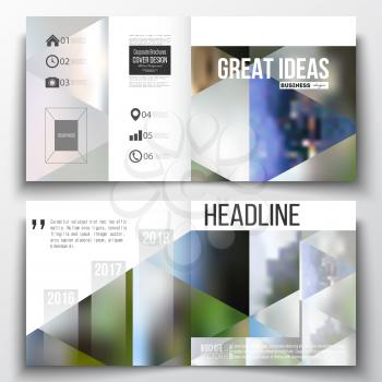 Set of annual report business templates for brochure, magazine, flyer or booklet. Abstract colorful polygonal background, natural landscapes, geometric, triangular style vector illustration.