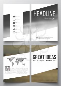 Set of business templates for brochure, magazine, flyer, booklet or annual report. Colorful background with blurred image, modern stylish vector texture.