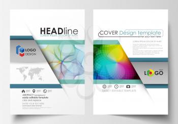 Business templates for brochure, magazine, flyer, annual report. Cover template, easy editable vector, flat layout in A4 size. Colorful design background with abstract shapes and waves, overlap effect