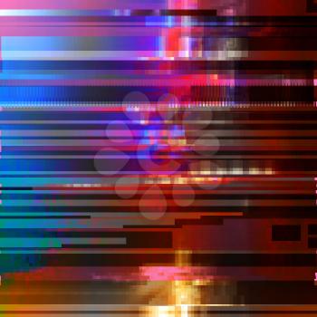 Glitched abstract vector background made of colorful pixel mosaic. Digital decay, signal error, television signal fail. Colorful trendy design for print poster, brochure cover, website and other desig