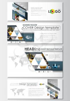 Social media and email headers set, modern banners. Business templates. Cover design template, easy editable, abstract flat layout in popular sizes. Abstract multicolored background of nature landscap