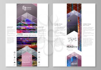 Blog graphic business templates. Page website design template, abstract vector layout. Glitched background made of colorful pixel mosaic. Digital decay, signal error, television fail. Trendy glitch ba