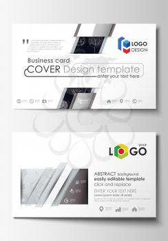 Business card templates. Easy editable layouts, flat style template, vector illustration. High tech design, connecting system. Science and technology concept. Futuristic abstract background