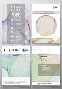 Business templates for brochure, magazine, flyer, booklet or annual report. Cover design template, easy editable vector, abstract flat layout in A4 size. Colorful design with waves forming abstract be