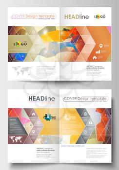 Business templates for brochure, magazine, flyer, booklet or annual report. Cover design template, easy editable blank, abstract flat layout in A4 size. Abstract colorful triangle design vector backgr