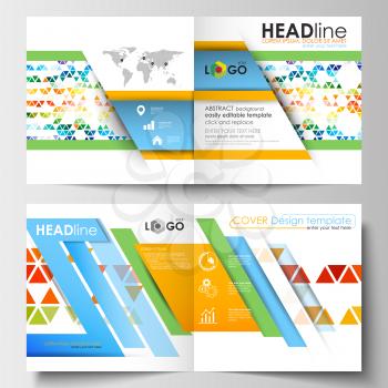Business templates for square design brochure, magazine, flyer, booklet or annual report. Leaflet cover, abstract flat layout, easy editable blank. Abstract triangles, triangular background, modern co