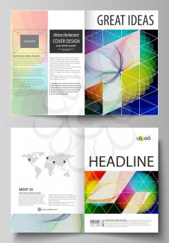 Business templates for bi fold brochure, magazine, flyer, booklet or annual report. Cover design template, easy editable vector, abstract flat layout in A4 size. Colorful design with overlapping geome