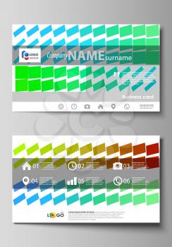 Business card templates. Easy editable layout, abstract vector design template. Colorful rectangles, moving dynamic shapes forming abstract polygonal style background.