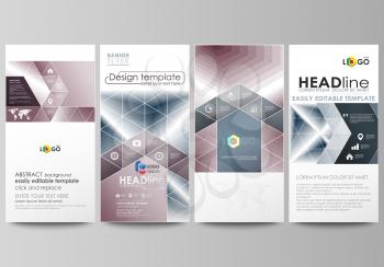 Flyers set, modern banners. Business templates. Cover design template, easy editable abstract vector layouts. Simple monochrome geometric pattern. Abstract polygonal style, stylish modern background.