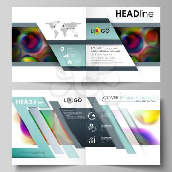 Business templates for square design bi fold brochure, magazine, flyer, booklet or annual report. Leaflet cover, abstract flat layout, easy editable vector. Colorful design background with abstract sh