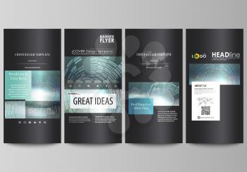 Flyers set, modern banners. Business templates. Cover design template, easy editable abstract vector layouts. Technology background in geometric style made from circles