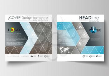 Business templates for square design brochure, magazine, flyer, booklet or annual report. Leaflet cover, abstract flat layout, easy editable blank. Scientific medical research, chemistry pattern, hexa